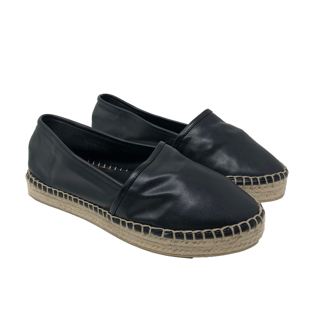 Raye Yuma Espadrille Flats Womens 6.5 Black Faux Leather Whimsigoth Minimalist